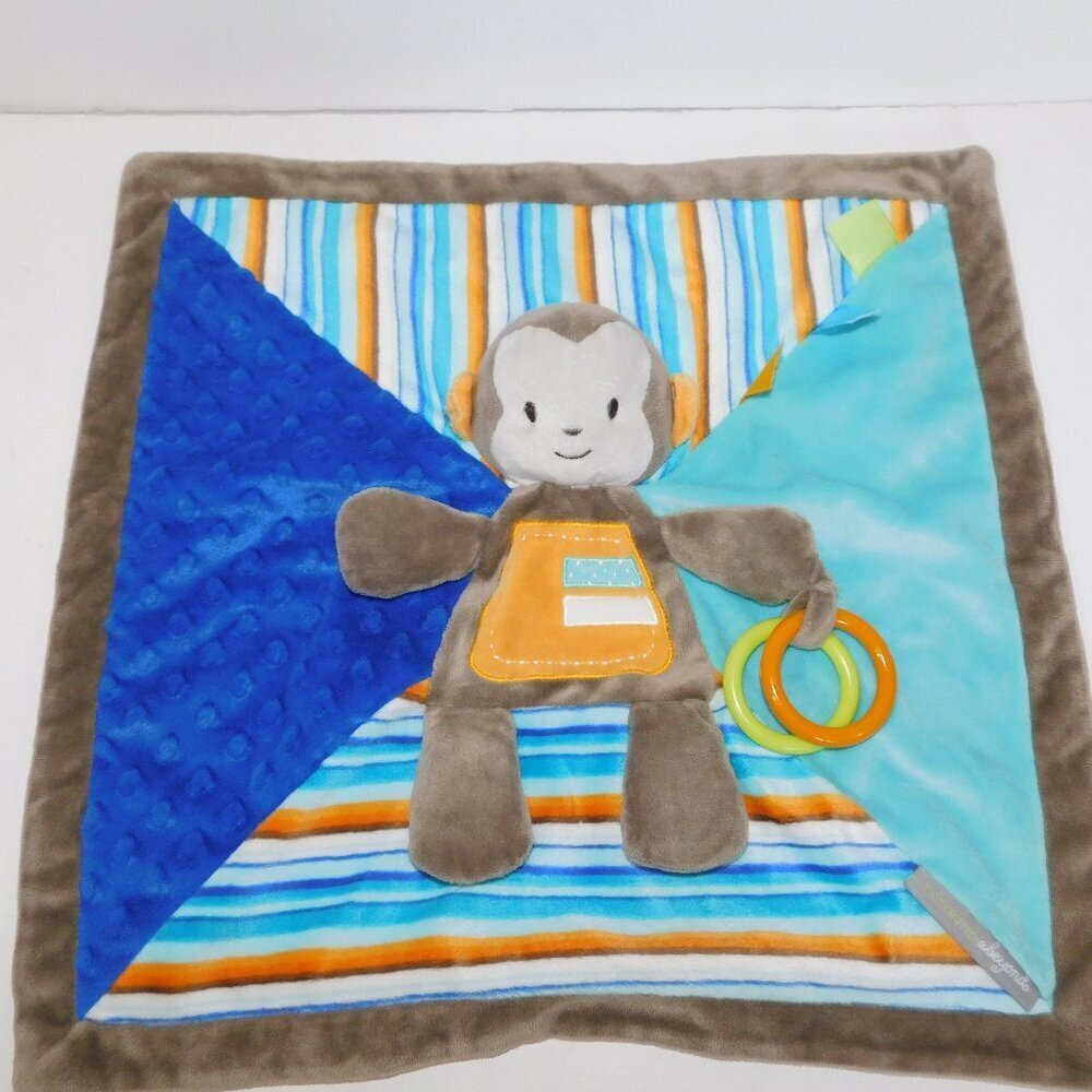 Blankets & Beyond Brown Monkey Security Blanket Activity Rattle Baby Lovey